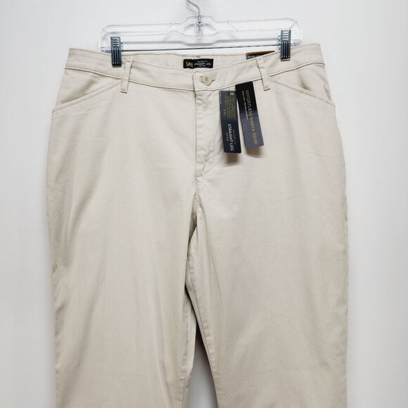 Lee chino pants Womens Relaxed Fit Straight Leg Mid Rise Size 14 Long beige - Picture 9 of 12